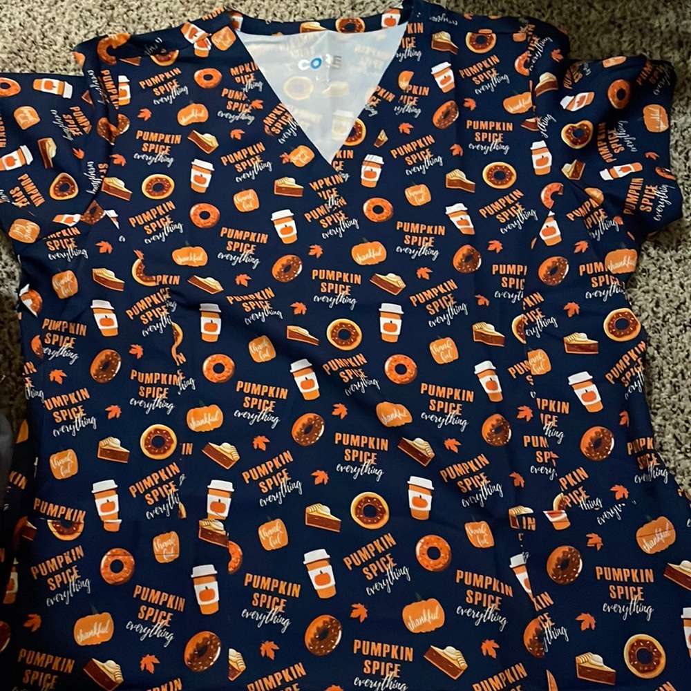 Pumpkin spice scrub top